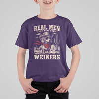 Funny Dachshund Cowboy T Shirt For Kid Real Men Play With Their Weiners - Wonder Print Shop