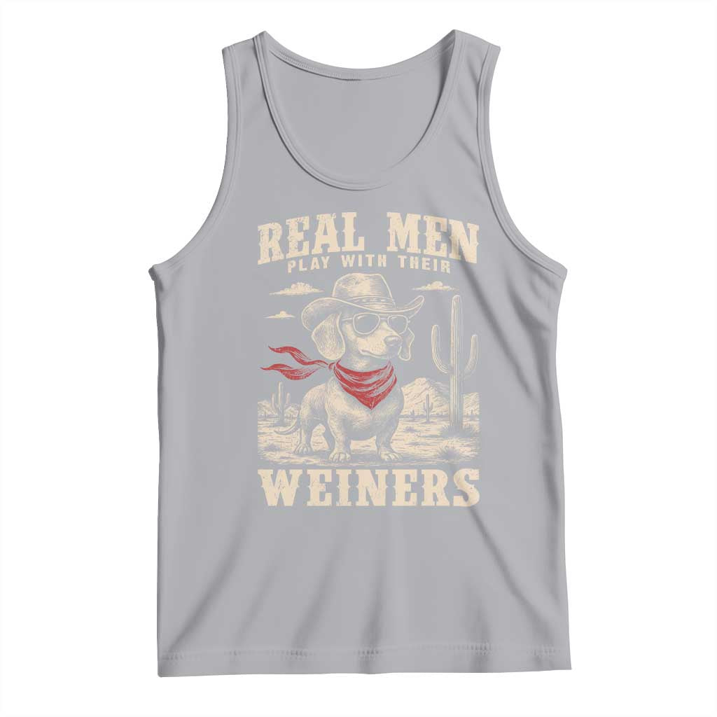 Funny Dachshund Cowboy Tank Top Real Men Play With Their Weiners - Wonder Print Shop