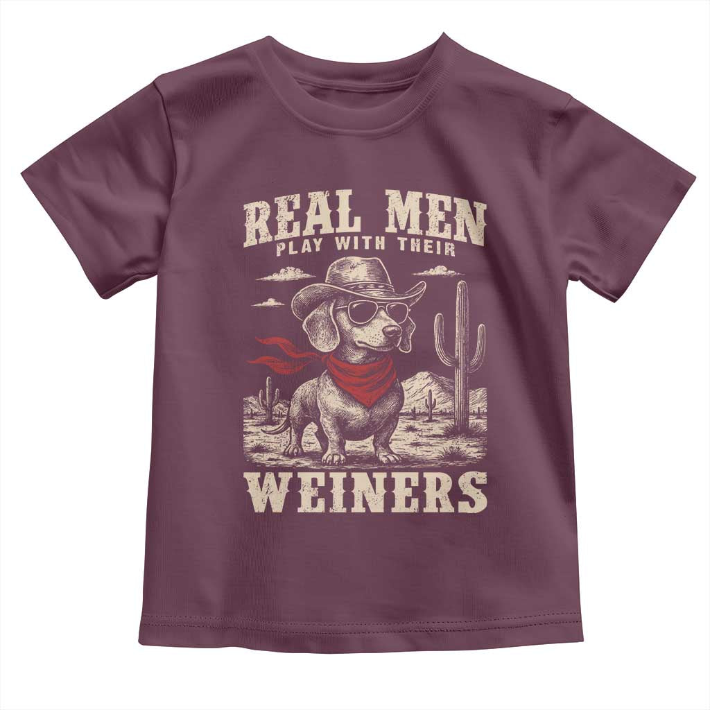 Funny Dachshund Cowboy Toddler T Shirt Real Men Play With Their Weiners - Wonder Print Shop