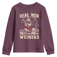 Funny Dachshund Cowboy Youth Sweatshirt Real Men Play With Their Weiners - Wonder Print Shop
