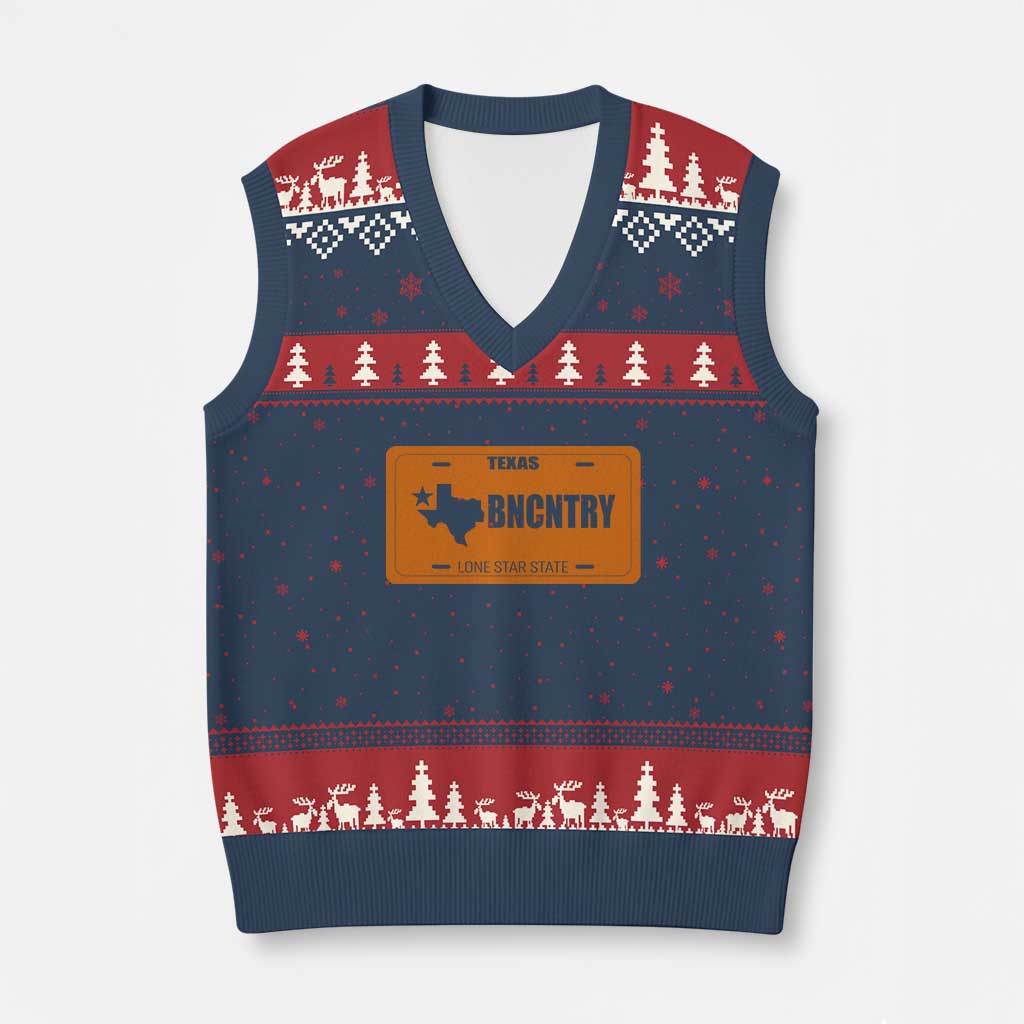 Texas V-Neck Knit Sweater Vest Lone Star State Western Cowboy BNCNTRY Country - Wonder Print Shop