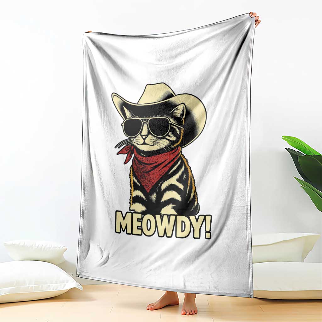 Vintage Cowboy Cat Throw Blanket Retro 90s Western Country Rodeo Meowdy Partner - Wonder Print Shop