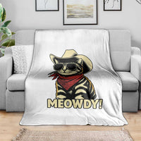 Vintage Cowboy Cat Throw Blanket Retro 90s Western Country Rodeo Meowdy Partner - Wonder Print Shop