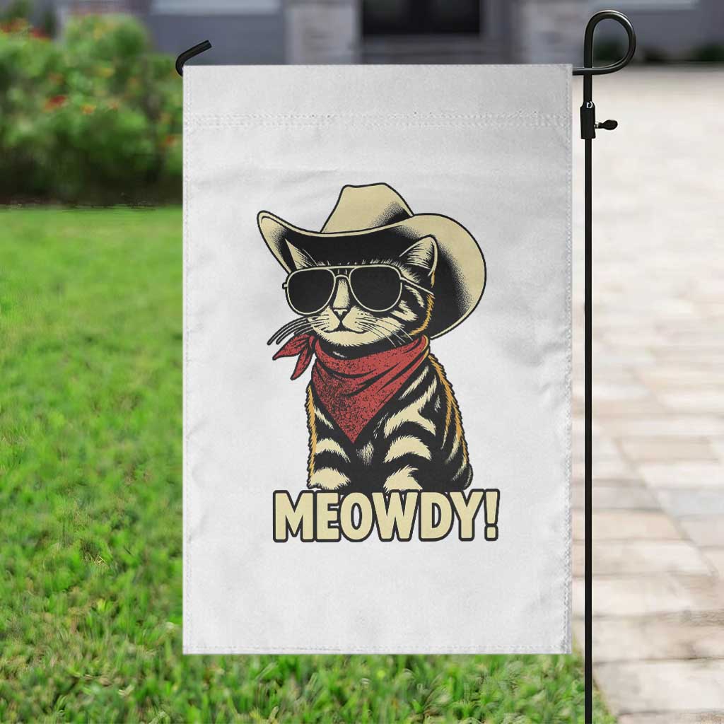 Vintage Cowboy Cat Garden Flag Retro 90s Western Country Rodeo Meowdy Partner - Wonder Print Shop