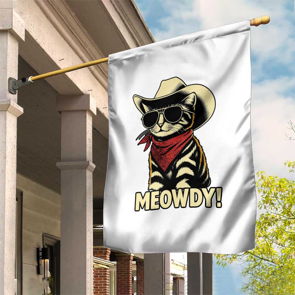 Vintage Cowboy Cat Garden Flag Retro 90s Western Country Rodeo Meowdy Partner - Wonder Print Shop