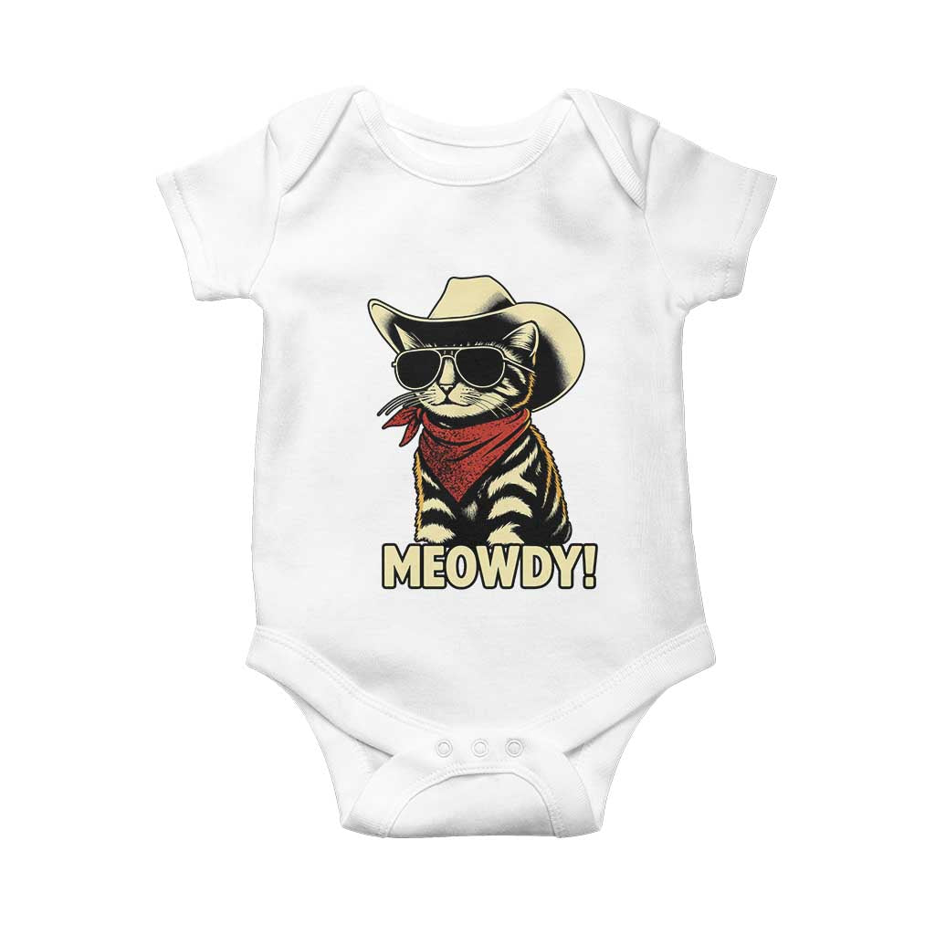 Vintage Cowboy Cat Baby Onesie Retro 90s Western Country Rodeo Meowdy Partner - Wonder Print Shop