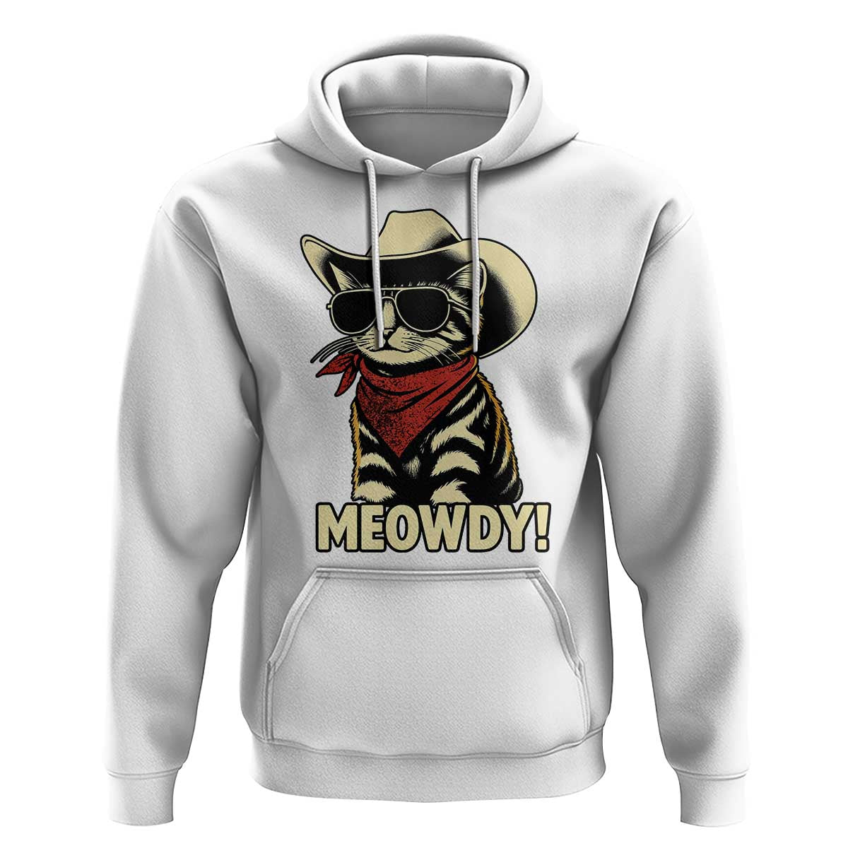 Vintage Cowboy Cat Hoodie Retro 90s Western Country Rodeo Meowdy Partner - Wonder Print Shop