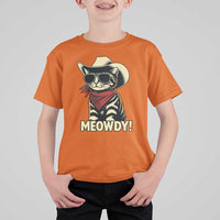 Vintage Cowboy Cat T Shirt For Kid Retro 90s Western Country Rodeo Meowdy Partner - Wonder Print Shop