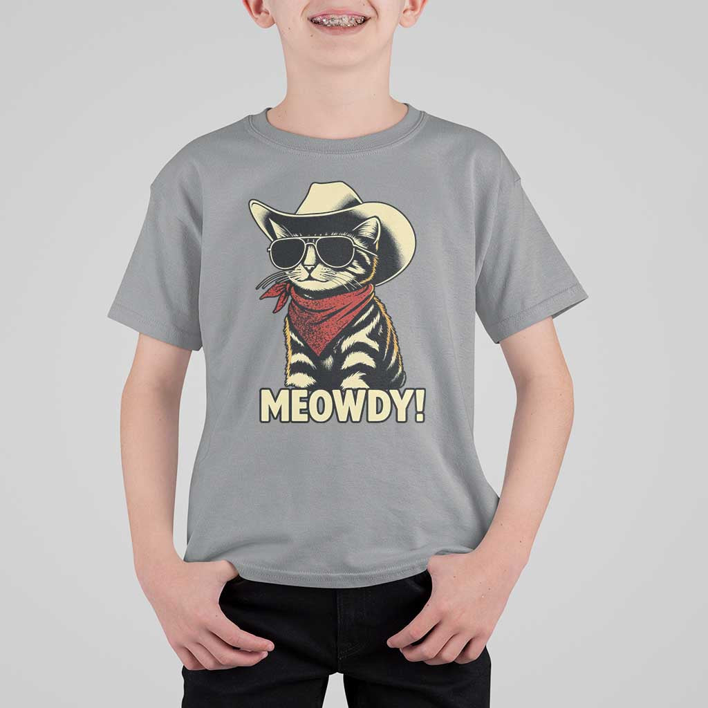 Vintage Cowboy Cat T Shirt For Kid Retro 90s Western Country Rodeo Meowdy Partner - Wonder Print Shop