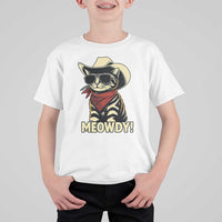 Vintage Cowboy Cat T Shirt For Kid Retro 90s Western Country Rodeo Meowdy Partner - Wonder Print Shop