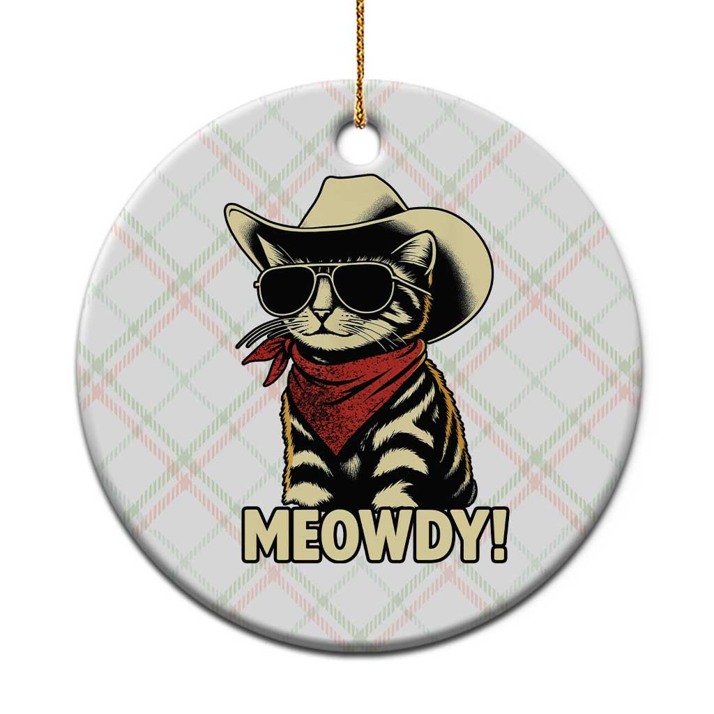 Vintage Cowboy Cat Ceramic Ornament Retro 90s Western Country Rodeo Meowdy Partner - Wonder Print Shop