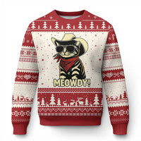Vintage Cowboy Cat Ugly Christmas Sweater Retro 90s Western Country Rodeo Meowdy Partner - Wonder Print Shop