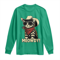Vintage Cowboy Cat Long Sleeve Shirt Retro 90s Western Country Rodeo Meowdy Partner - Wonder Print Shop