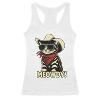 Vintage Cowboy Cat Racerback Tank Top Retro 90s Western Country Rodeo Meowdy Partner - Wonder Print Shop