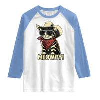 Vintage Cowboy Cat Raglan Shirt Retro 90s Western Country Rodeo Meowdy Partner - Wonder Print Shop