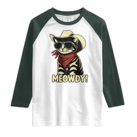 Vintage Cowboy Cat Raglan Shirt Retro 90s Western Country Rodeo Meowdy Partner - Wonder Print Shop