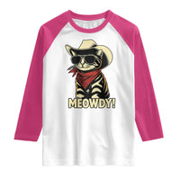 Vintage Cowboy Cat Raglan Shirt Retro 90s Western Country Rodeo Meowdy Partner - Wonder Print Shop
