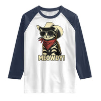 Vintage Cowboy Cat Raglan Shirt Retro 90s Western Country Rodeo Meowdy Partner - Wonder Print Shop
