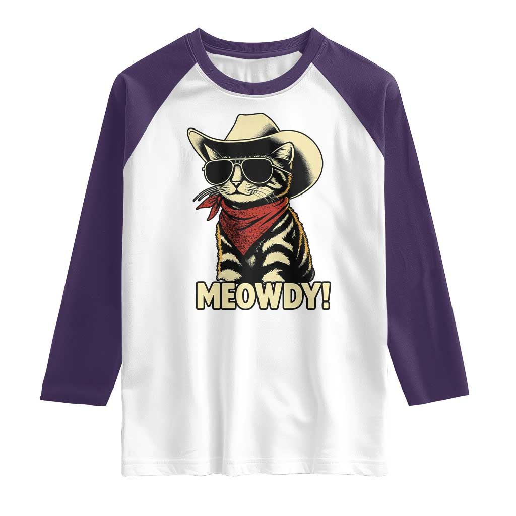 Vintage Cowboy Cat Raglan Shirt Retro 90s Western Country Rodeo Meowdy Partner - Wonder Print Shop