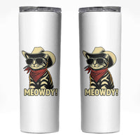 Vintage Cowboy Cat Skinny Tumbler Retro 90s Western Country Rodeo Meowdy Partner - Wonder Print Shop