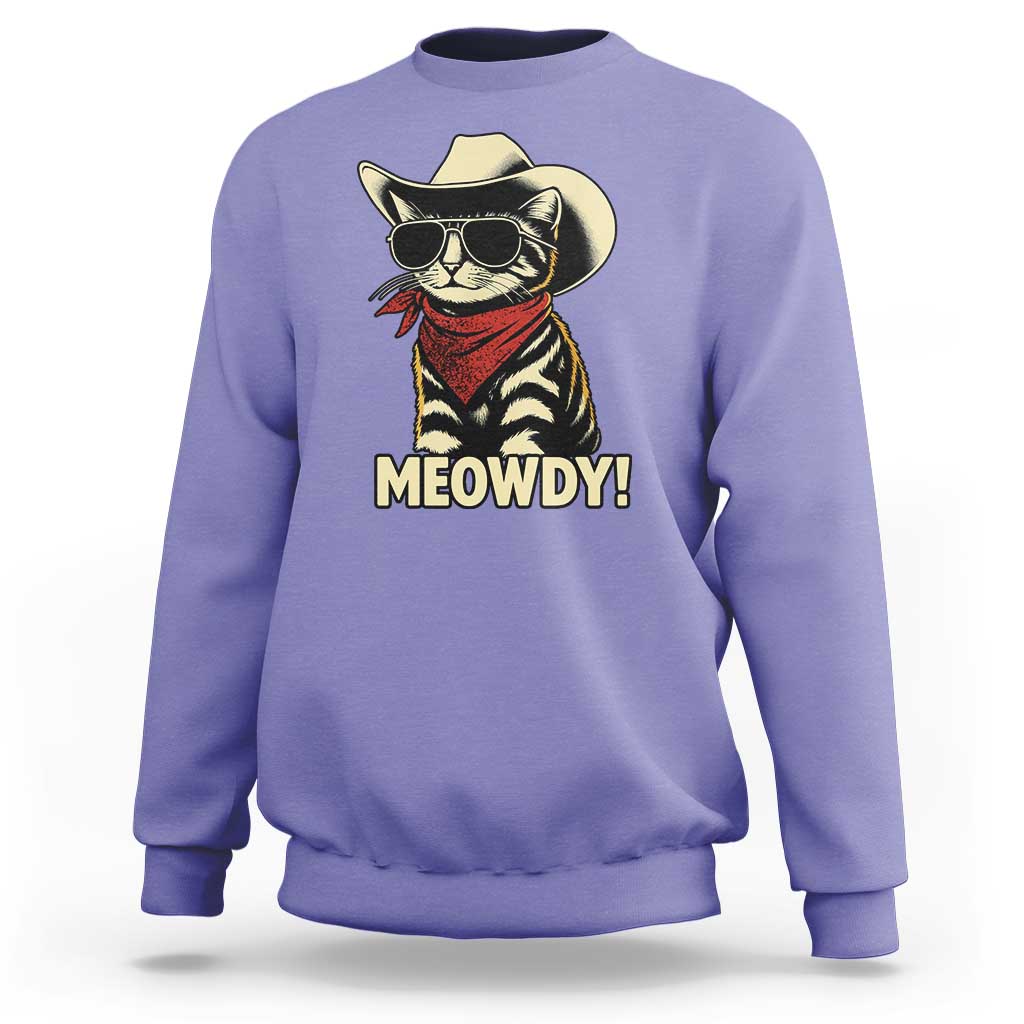 Vintage Cowboy Cat Sweatshirt Retro 90s Western Country Rodeo Meowdy Partner - Wonder Print Shop