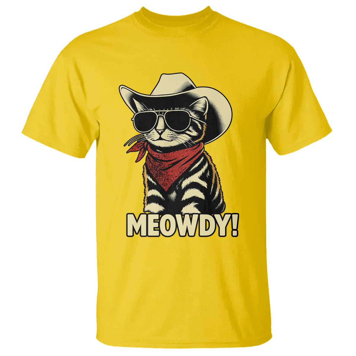 Vintage Cowboy Cat T Shirt Retro 90s Western Country Rodeo Meowdy Partner - Wonder Print Shop