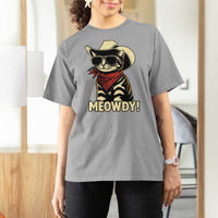 Vintage Cowboy Cat T Shirt For Women Retro 90s Western Country Rodeo Meowdy Partner - Wonder Print Shop