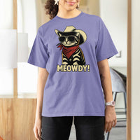 Vintage Cowboy Cat T Shirt For Women Retro 90s Western Country Rodeo Meowdy Partner - Wonder Print Shop