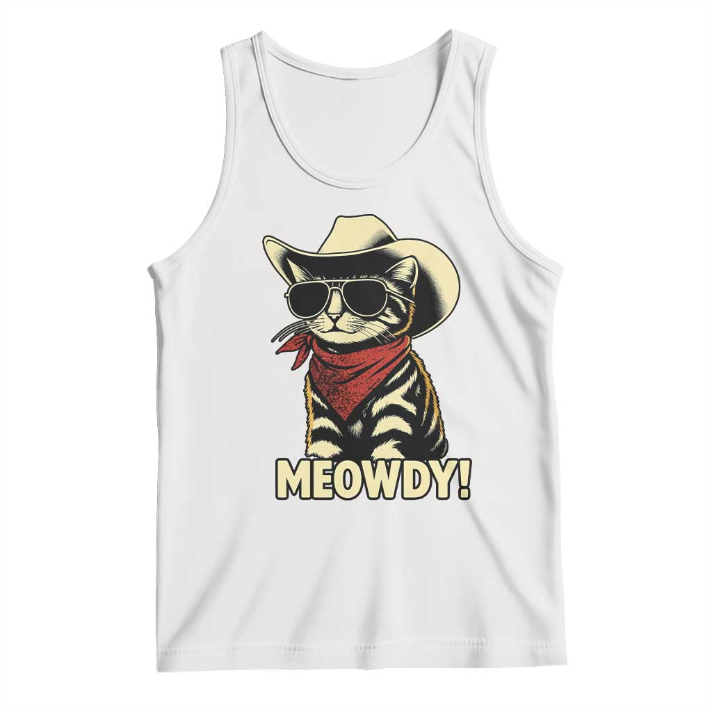 Vintage Cowboy Cat Tank Top Retro 90s Western Country Rodeo Meowdy Partner - Wonder Print Shop