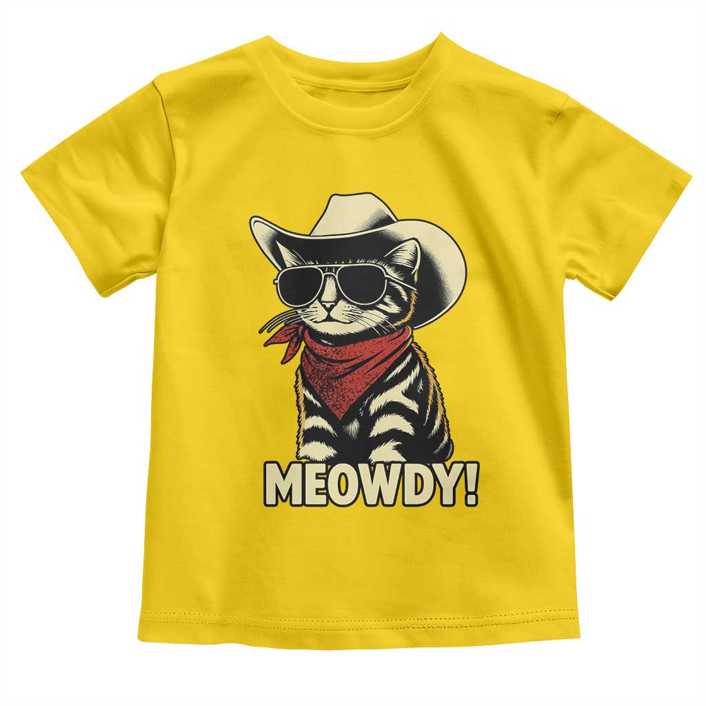 Vintage Cowboy Cat Toddler T Shirt Retro 90s Western Country Rodeo Meowdy Partner - Wonder Print Shop