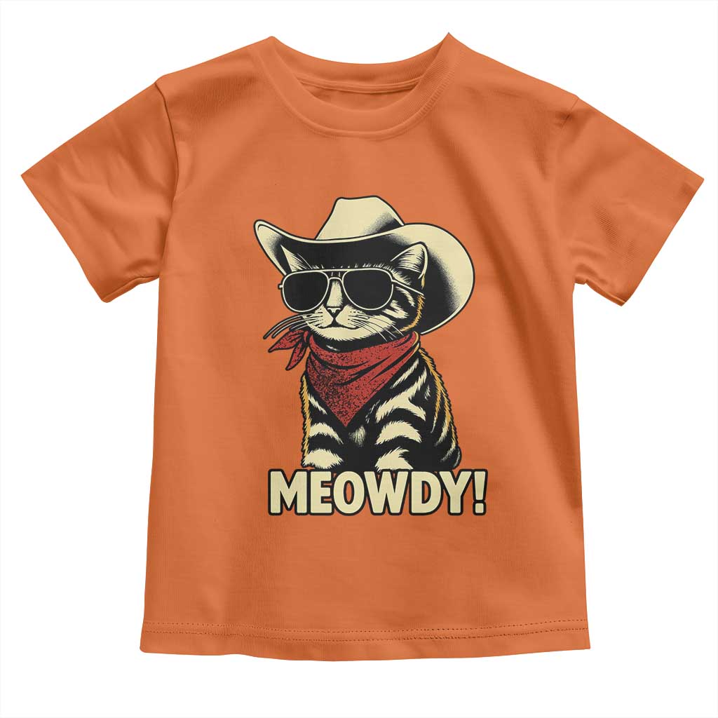 Vintage Cowboy Cat Toddler T Shirt Retro 90s Western Country Rodeo Meowdy Partner - Wonder Print Shop