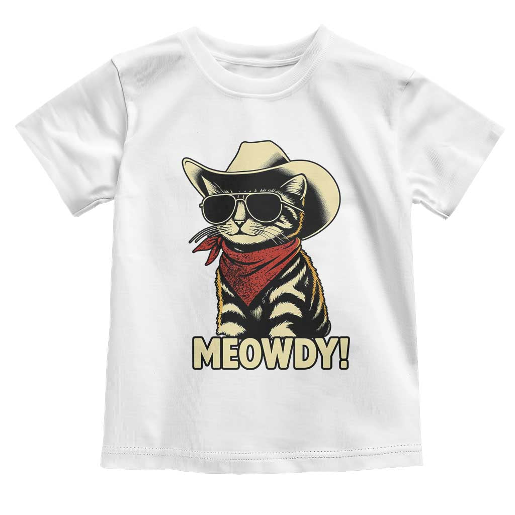Vintage Cowboy Cat Toddler T Shirt Retro 90s Western Country Rodeo Meowdy Partner - Wonder Print Shop