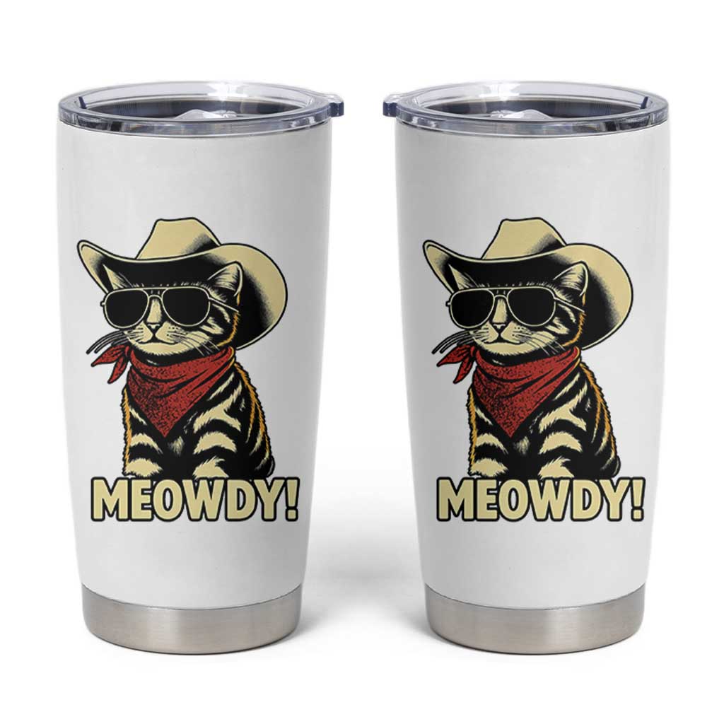 Vintage Cowboy Cat Tumbler Cup Retro 90s Western Country Rodeo Meowdy Partner - Wonder Print Shop