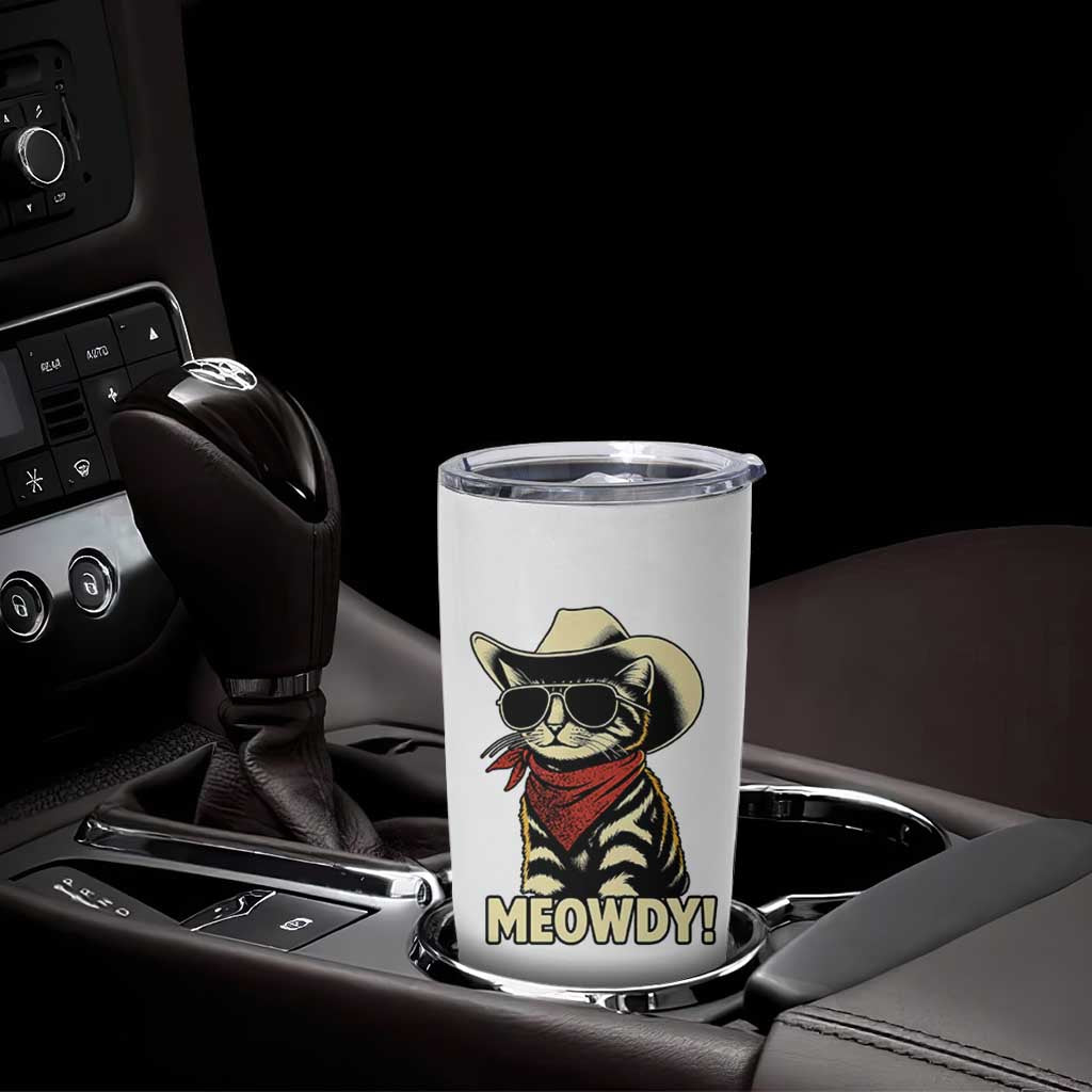 Vintage Cowboy Cat Tumbler Cup Retro 90s Western Country Rodeo Meowdy Partner - Wonder Print Shop