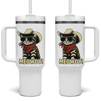Vintage Cowboy Cat Tumbler With Handle Retro 90s Western Country Rodeo Meowdy Partner - Wonder Print Shop