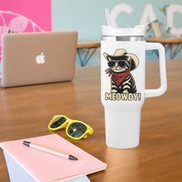 Vintage Cowboy Cat Tumbler With Handle Retro 90s Western Country Rodeo Meowdy Partner - Wonder Print Shop