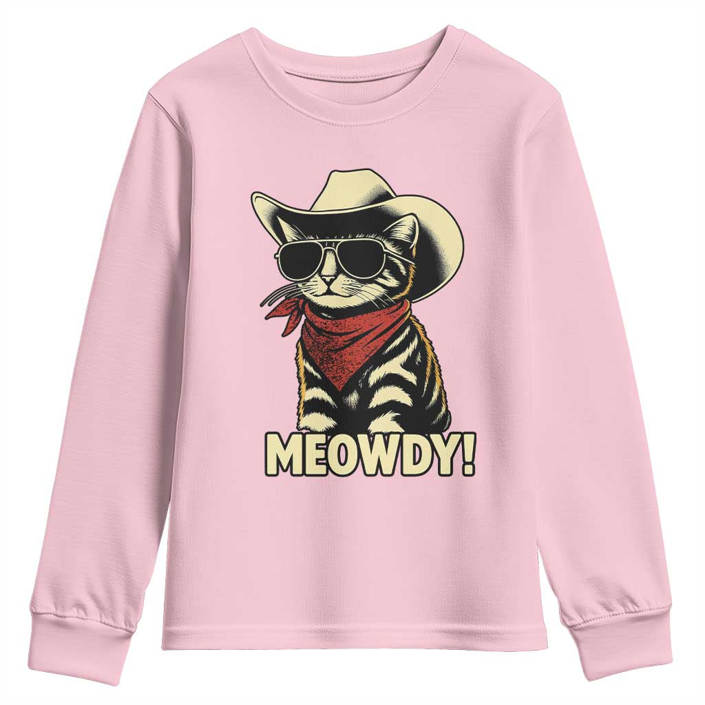 Vintage Cowboy Cat Youth Sweatshirt Retro 90s Western Country Rodeo Meowdy Partner - Wonder Print Shop