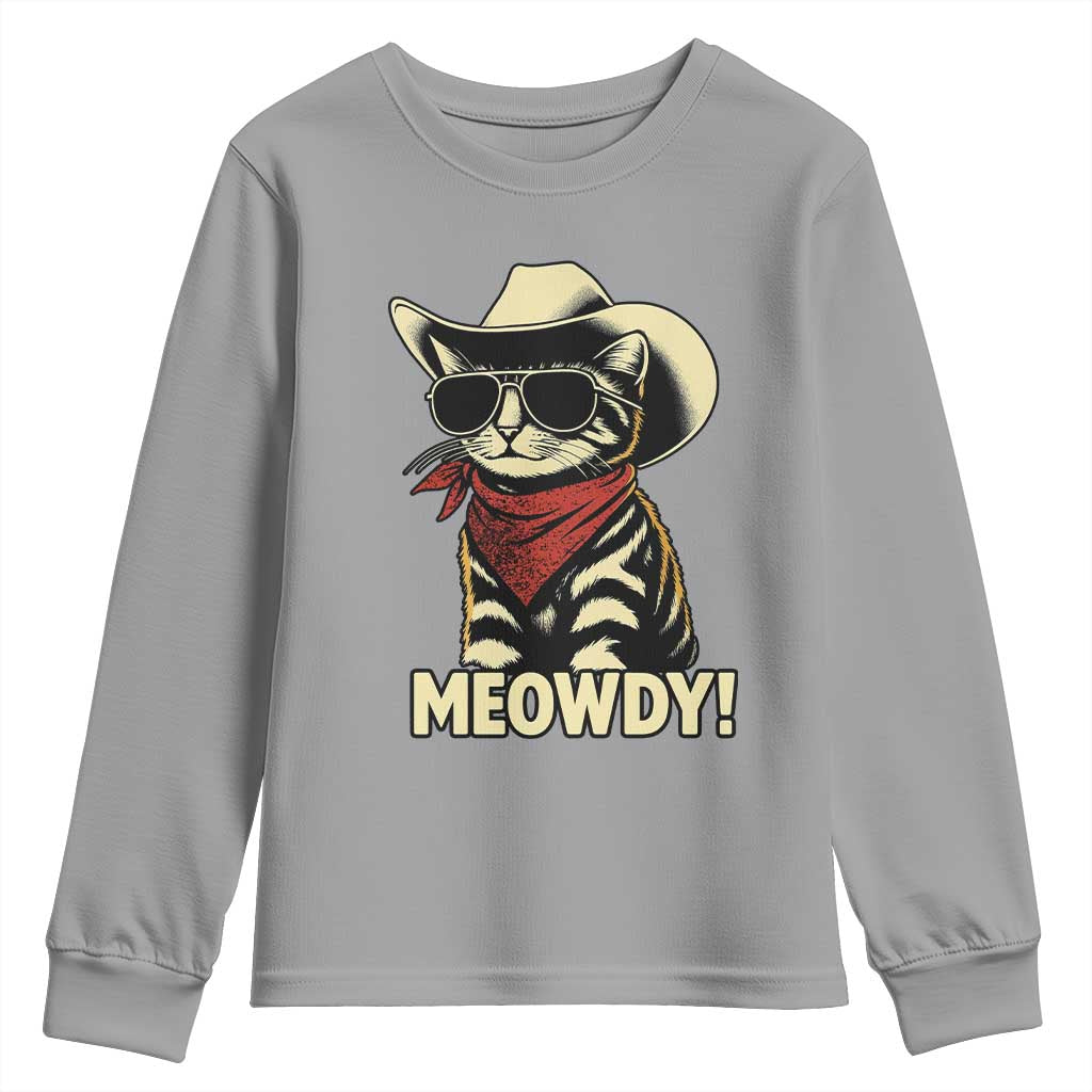Vintage Cowboy Cat Youth Sweatshirt Retro 90s Western Country Rodeo Meowdy Partner - Wonder Print Shop