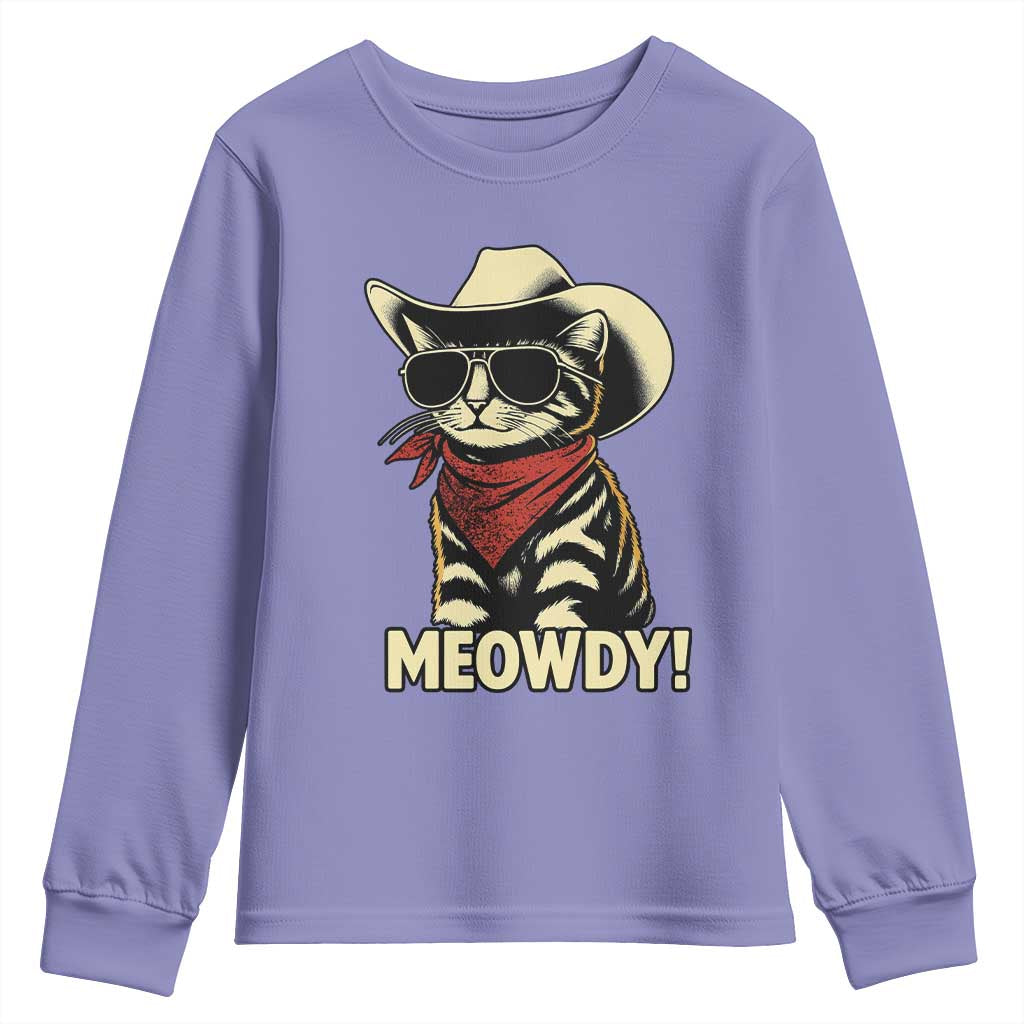 Vintage Cowboy Cat Youth Sweatshirt Retro 90s Western Country Rodeo Meowdy Partner - Wonder Print Shop