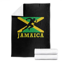Jamaican Flag Track And Field Throw Blanket Retro Vintage Jamaica Runner Track Team - Wonder Print Shop