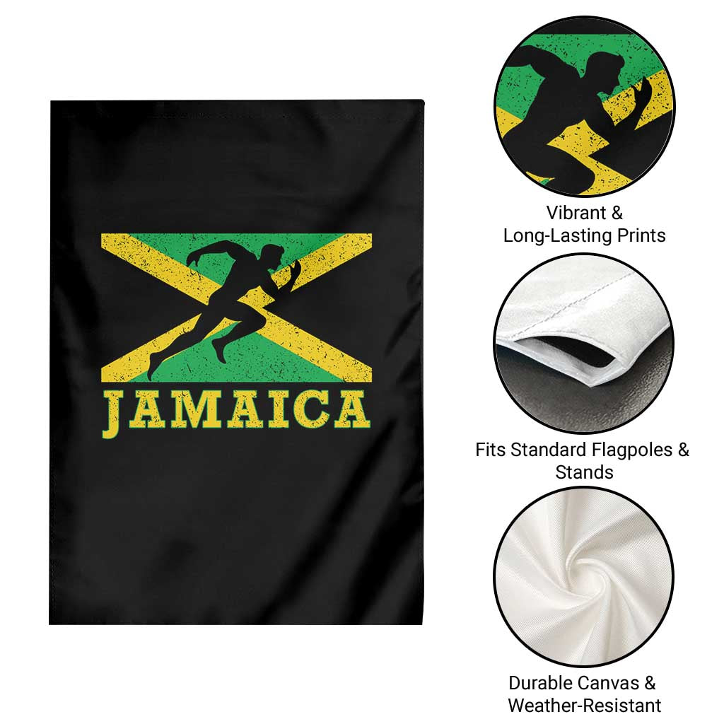 Jamaican Flag Track And Field Garden Flag Retro Vintage Jamaica Runner Track Team - Wonder Print Shop