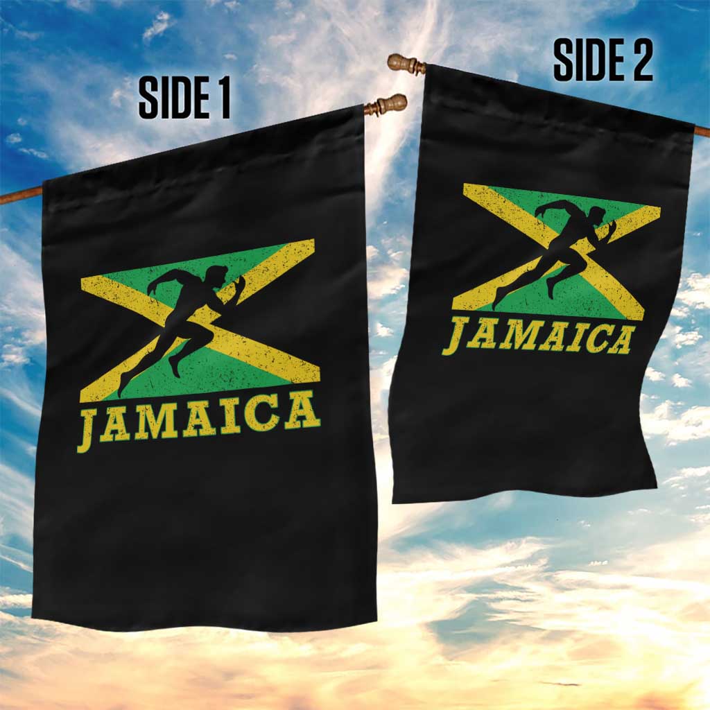 Jamaican Flag Track And Field Garden Flag Retro Vintage Jamaica Runner Track Team - Wonder Print Shop