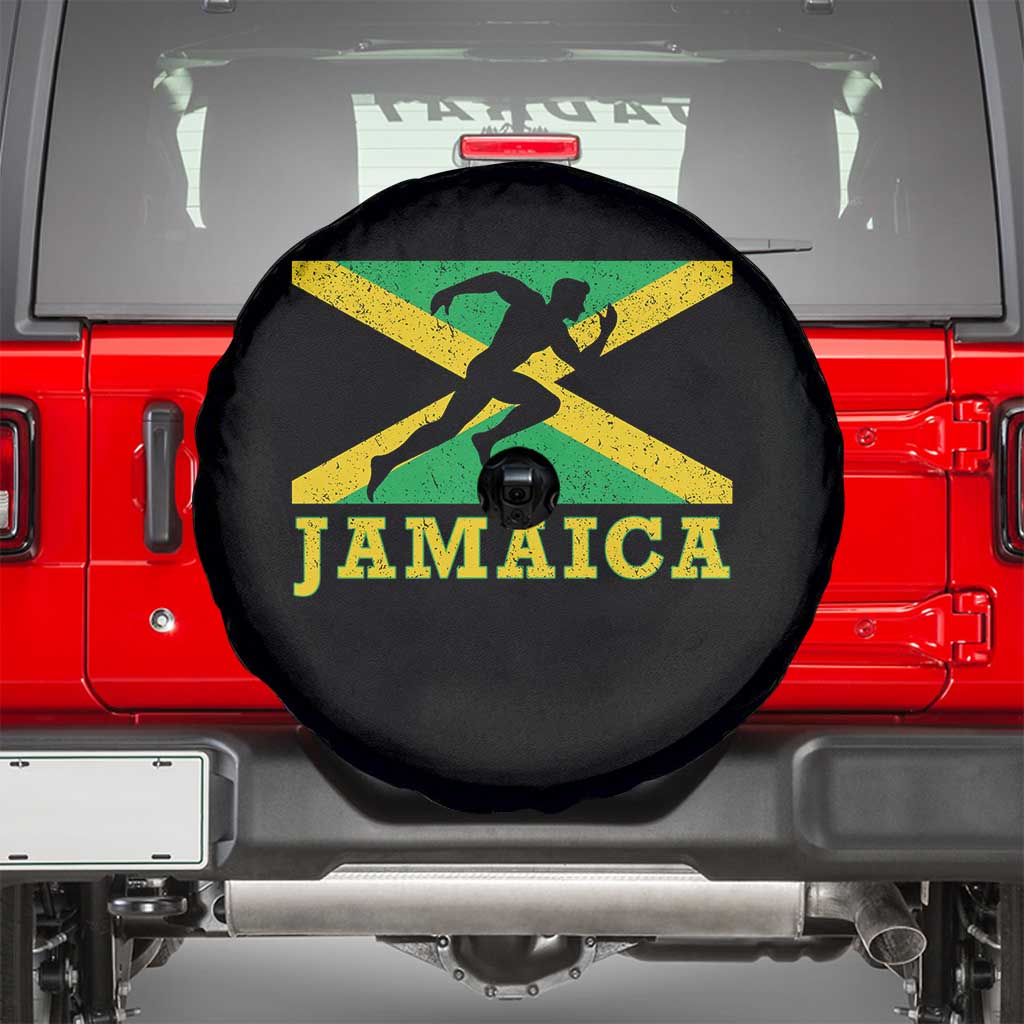 Jamaican Flag Track And Field Spare Tire Cover Retro Vintage Jamaica Runner Track Team - Wonder Print Shop