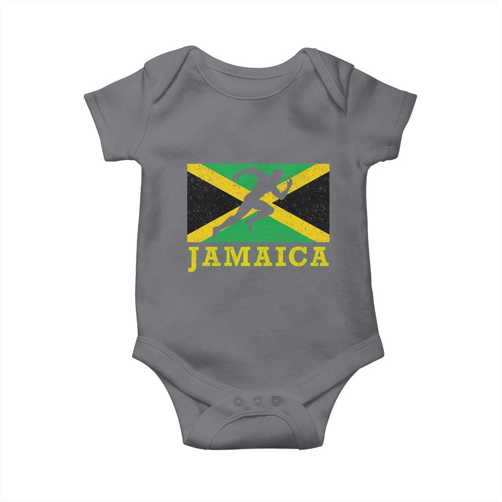 Jamaican Flag Track And Field Baby Onesie Retro Vintage Jamaica Runner Track Team - Wonder Print Shop