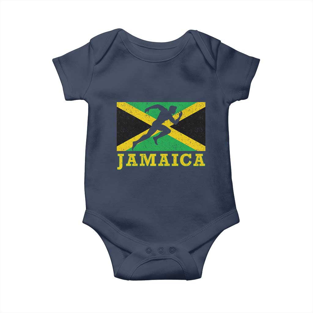 Jamaican Flag Track And Field Baby Onesie Retro Vintage Jamaica Runner Track Team - Wonder Print Shop