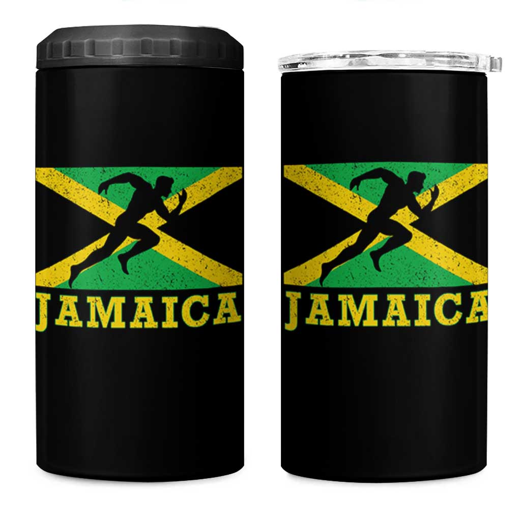 Jamaican Flag Track And Field 4 in 1 Can Cooler Tumbler Retro Vintage Jamaica Runner Track Team - Wonder Print Shop