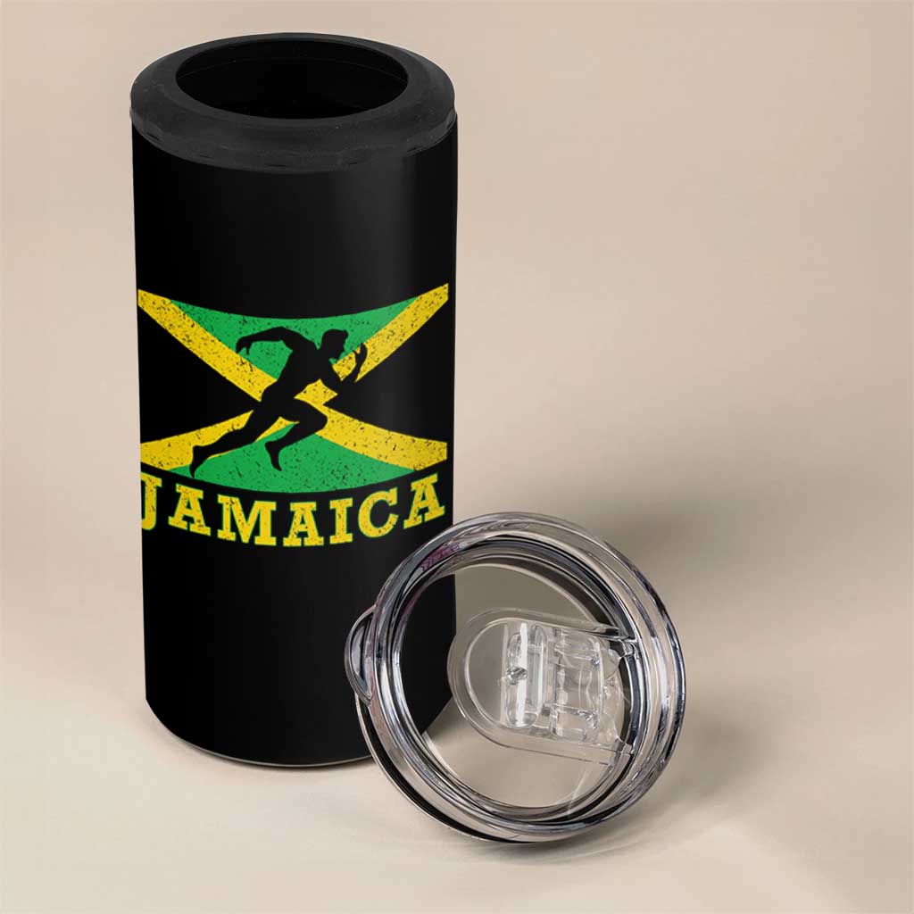 Jamaican Flag Track And Field 4 in 1 Can Cooler Tumbler Retro Vintage Jamaica Runner Track Team - Wonder Print Shop