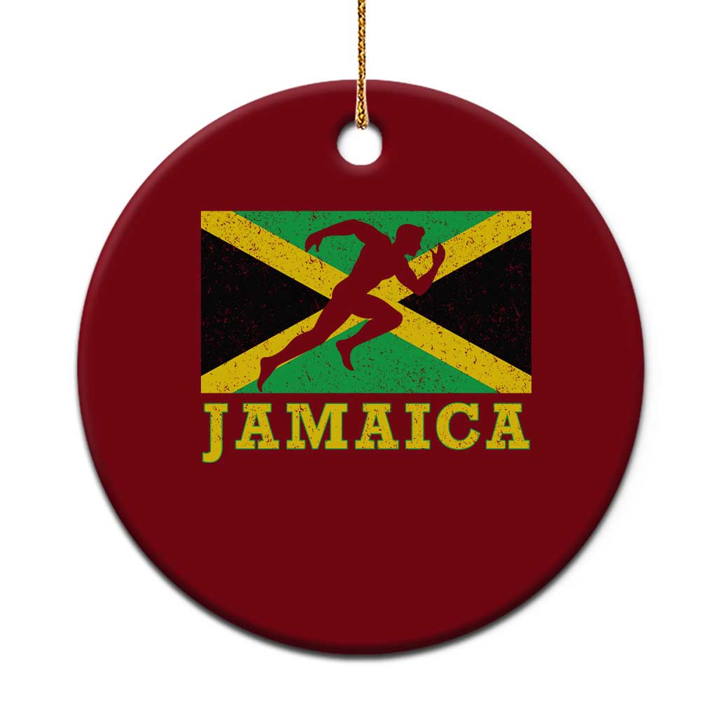 Jamaican Flag Track And Field Ceramic Ornament Retro Vintage Jamaica Runner Track Team - Wonder Print Shop