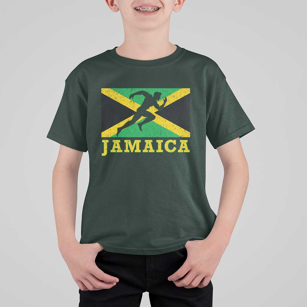 Jamaican Flag Track And Field T Shirt For Kid Retro Vintage Jamaica Runner Track Team - Wonder Print Shop