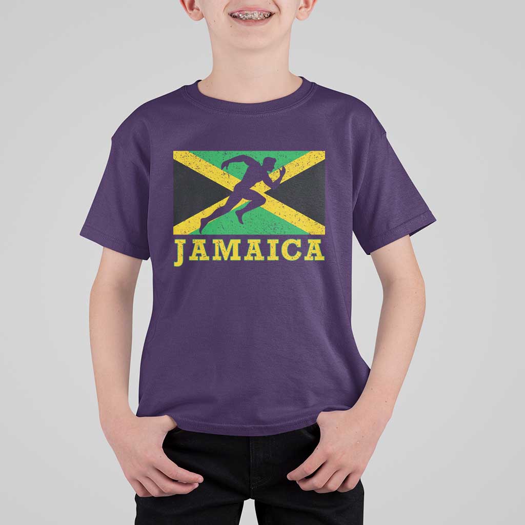 Jamaican Flag Track And Field T Shirt For Kid Retro Vintage Jamaica Runner Track Team - Wonder Print Shop